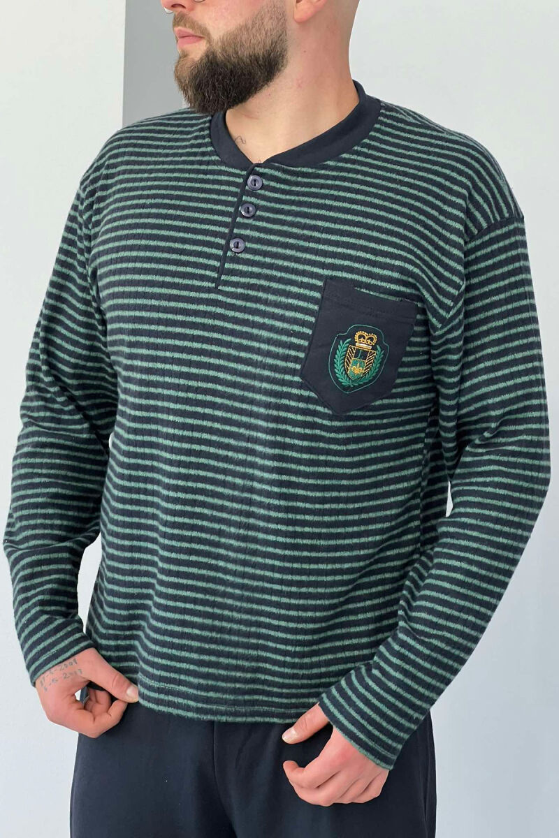 ROYAL LOGO STRIPE MEN PYJAMAS BLACK-GREEN/ZEJE - 4