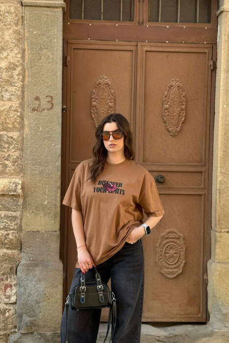 RUGBY IMAGE SIMPLE WOMEN T-SHIRT+ 6 PAIR SOCKS BROWN/KAFE 