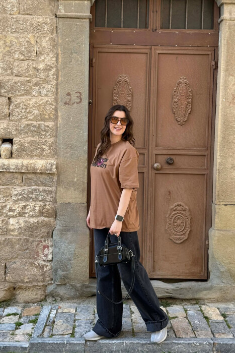 RUGBY IMAGE SIMPLE WOMEN T-SHIRT+ 6 PAIR SOCKS BROWN/KAFE - 5