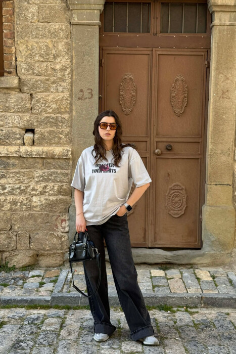 RUGBY IMAGE SIMPLE WOMEN T-SHIRT+ 6 PAIR SOCKS LIGHT GREY/GZ - 6