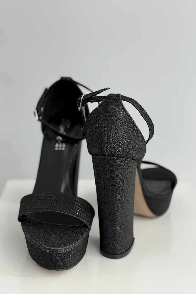 SANDALE TË SHNDRITSHME ME TAKË PËR FEMRA NË NGJYRË TË ZEZË - 2