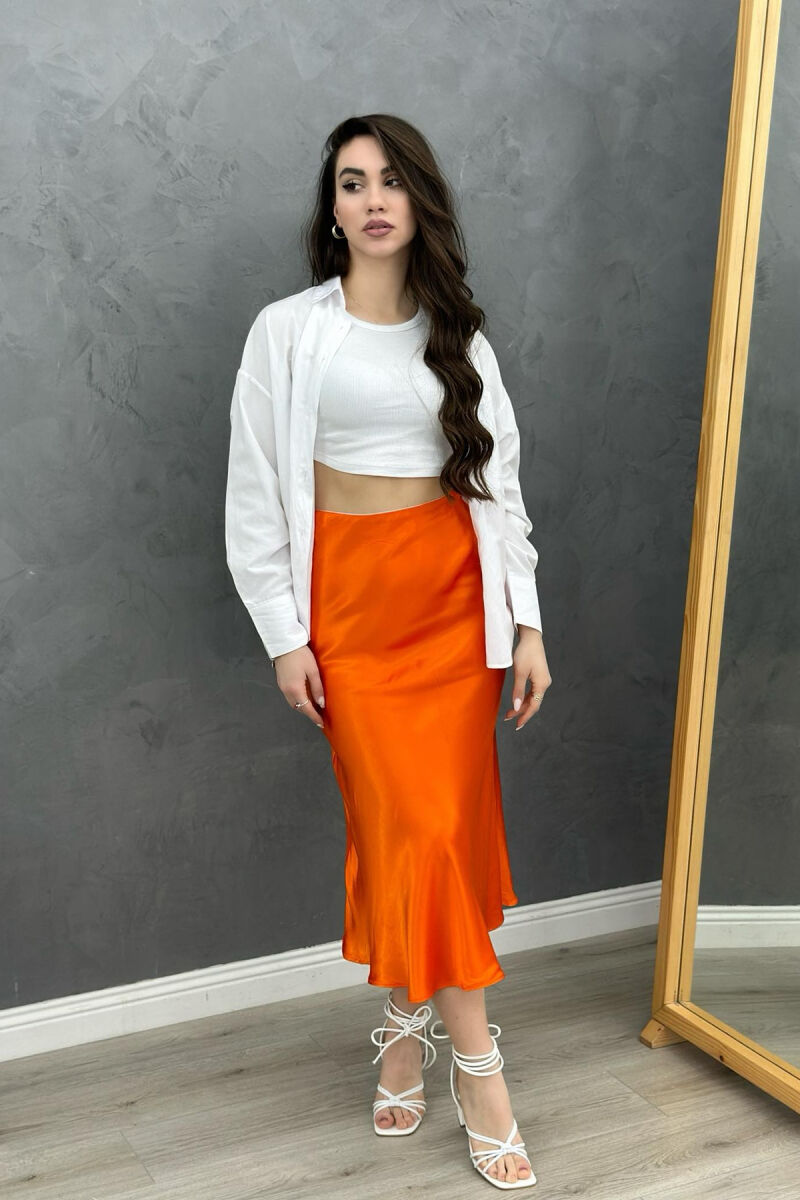 SATIN ONE COLOR SKIRT ORANGE/PORTOKALLI - 2