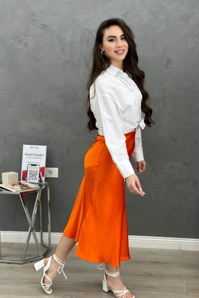 SATIN ONE COLOR SKIRT ORANGE/PORTOKALLI - 3