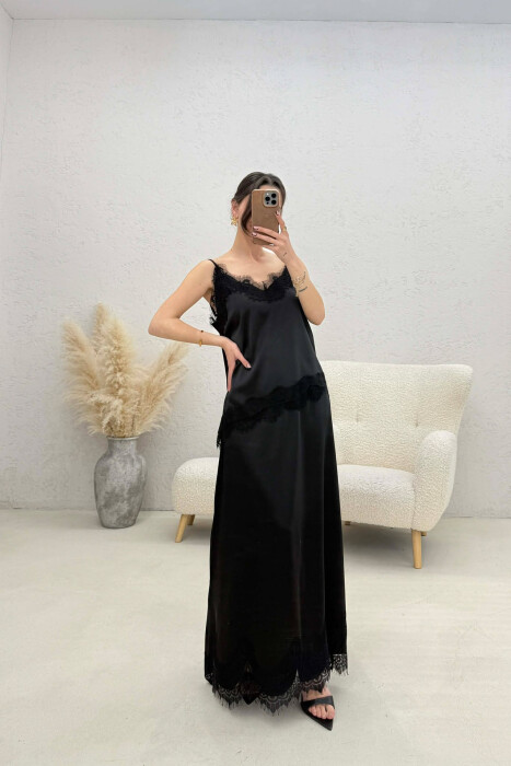 SATIN TANK TOP + SKIRT WOMAN SET BLACK/ E ZEZE 