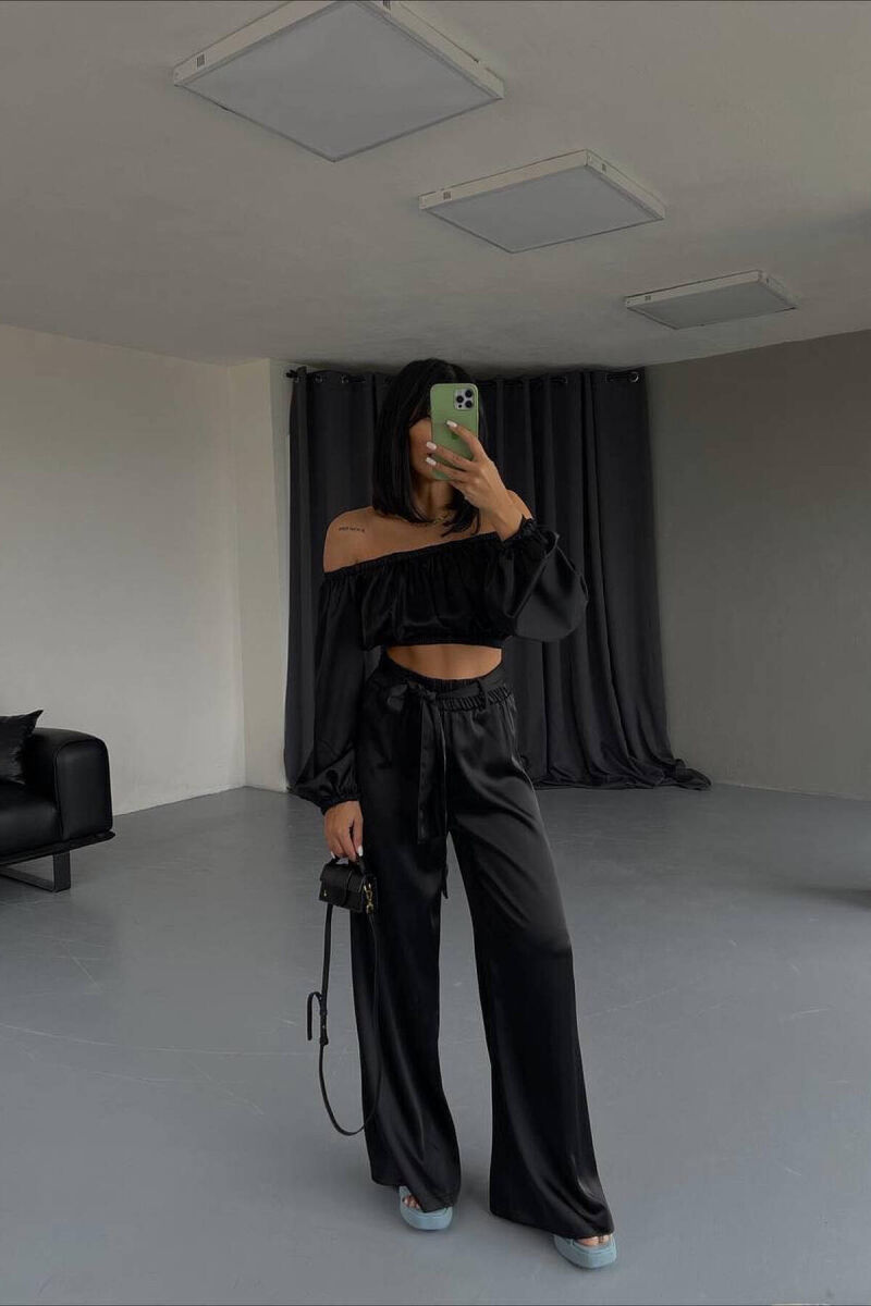 SATIN TWO PIECES WOMAN SET BLACK/ E ZEZE - 1