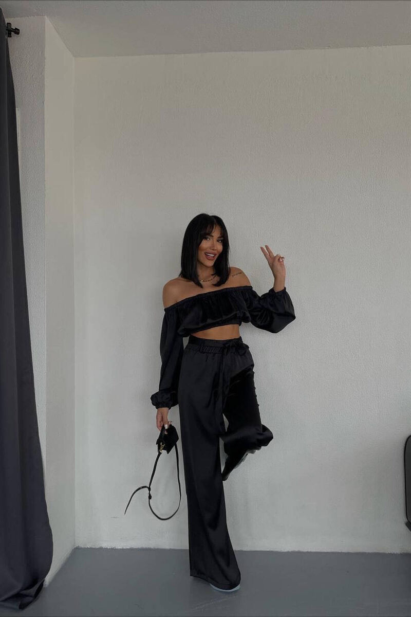 SATIN TWO PIECES WOMAN SET BLACK/ E ZEZE - 3