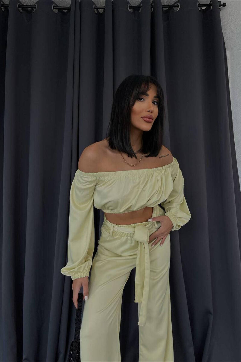 SATIN TWO PIECES WOMAN SET LEMON/ LIMON - 4