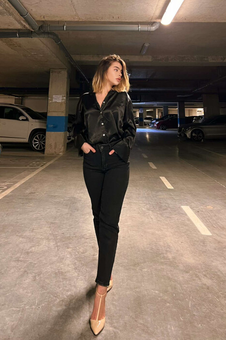 SATIN WOMEN SHIRT IN BLACK COLOR - 5