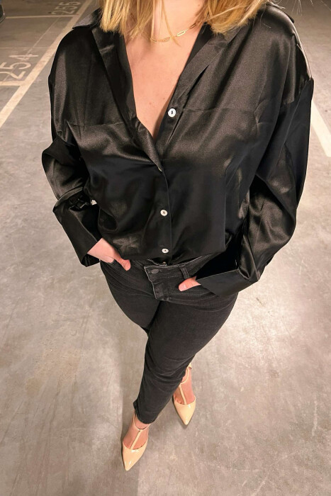 SATIN WOMEN SHIRT IN BLACK COLOR - 7