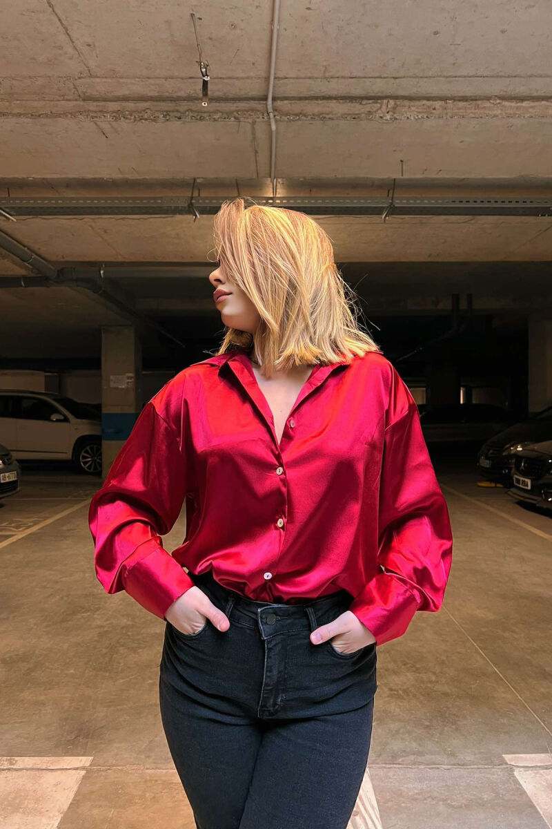 SATIN WOMEN SHIRT IN RED COLOR - 8