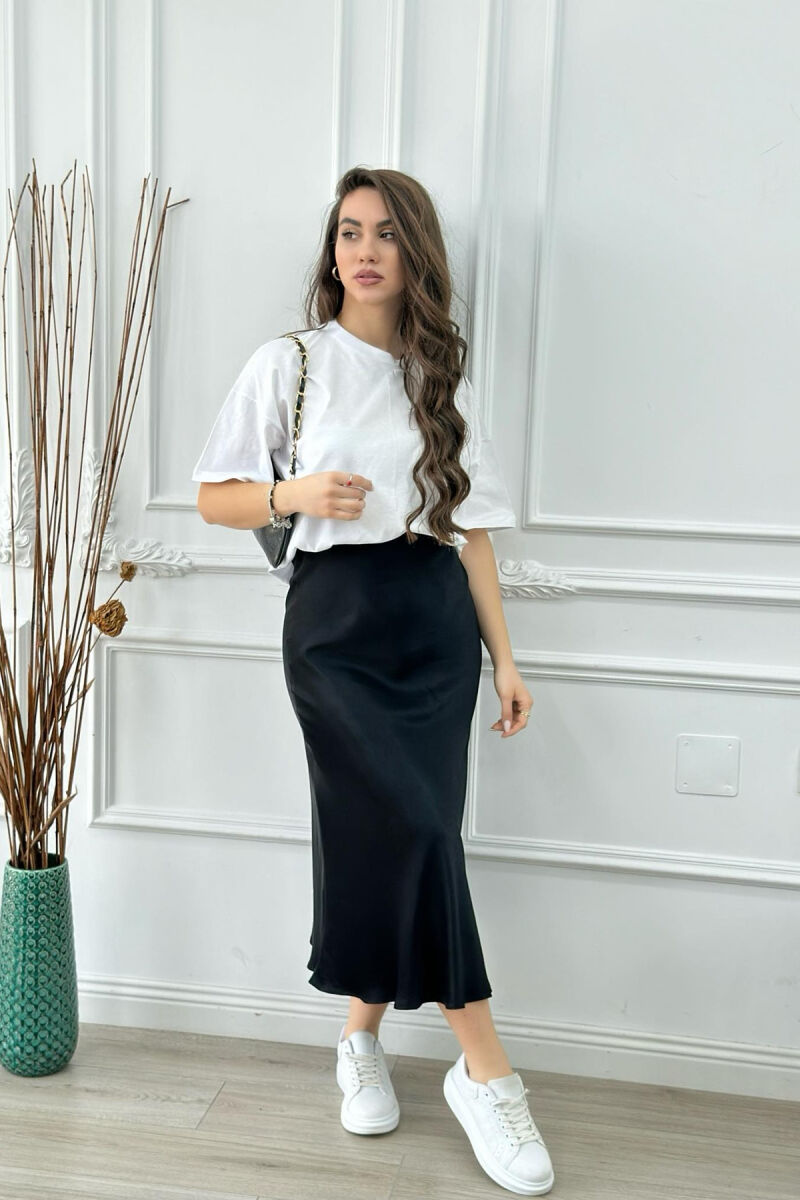 SATINE LONG WOMEN SKIRT BLACK/ E ZEZE - 1