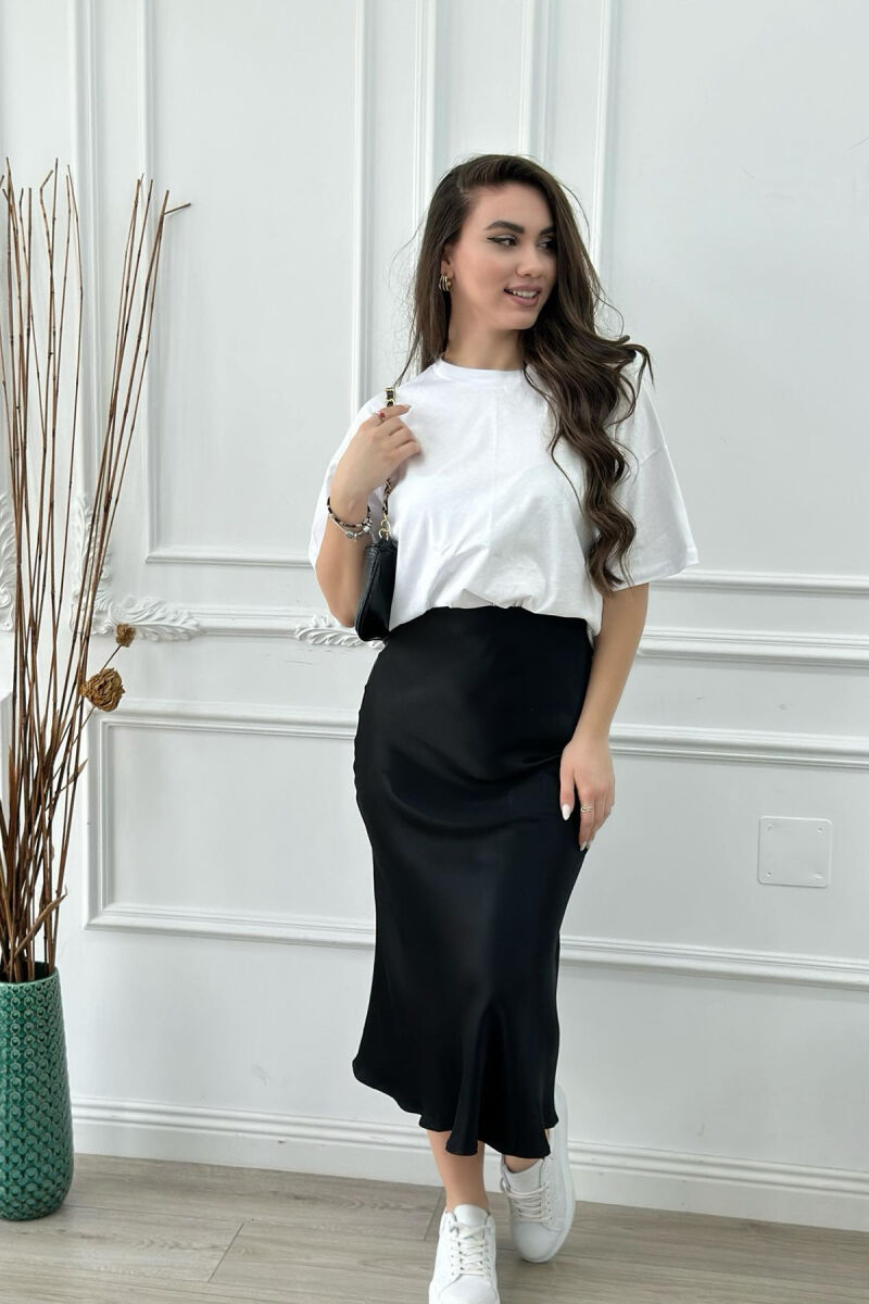 SATINE LONG WOMEN SKIRT BLACK/ E ZEZE - 3