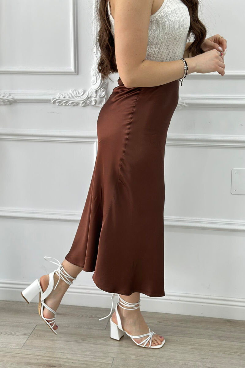 SATINE LONG WOMEN SKIRT BROWN/KAFE - 2