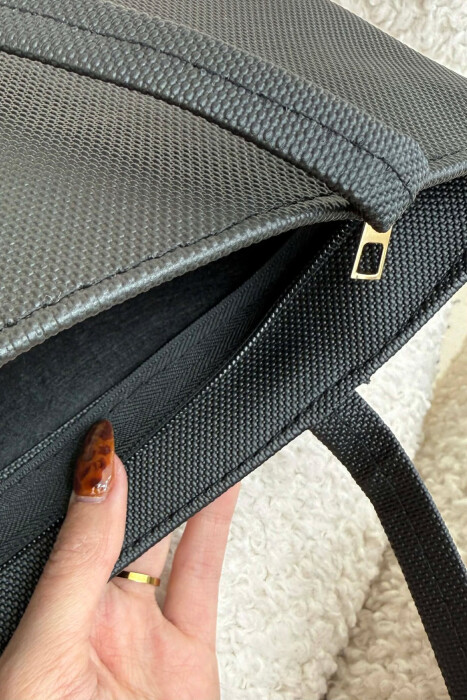 SCARF DETAIL ONE COLOR SIMPLE WOMEN BAG BLACK/ E ZEZE - 3