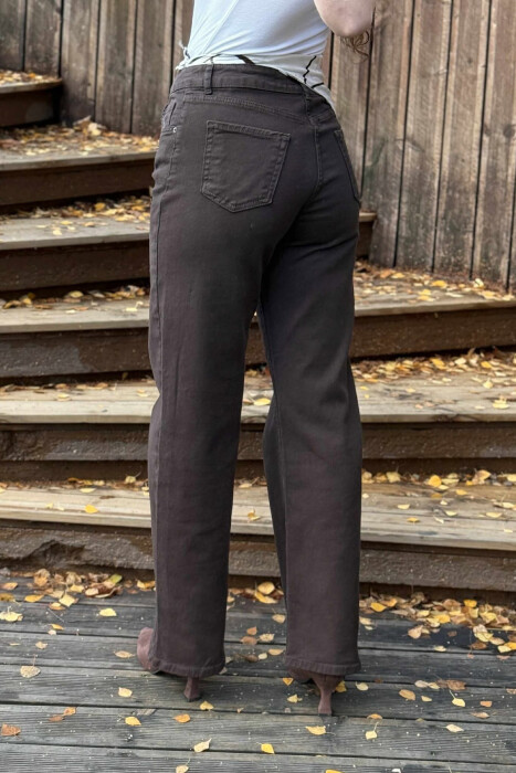 SCARF DETAIL ONE COLOR WOMEN JEANS DARK BROWN/KAE - 4