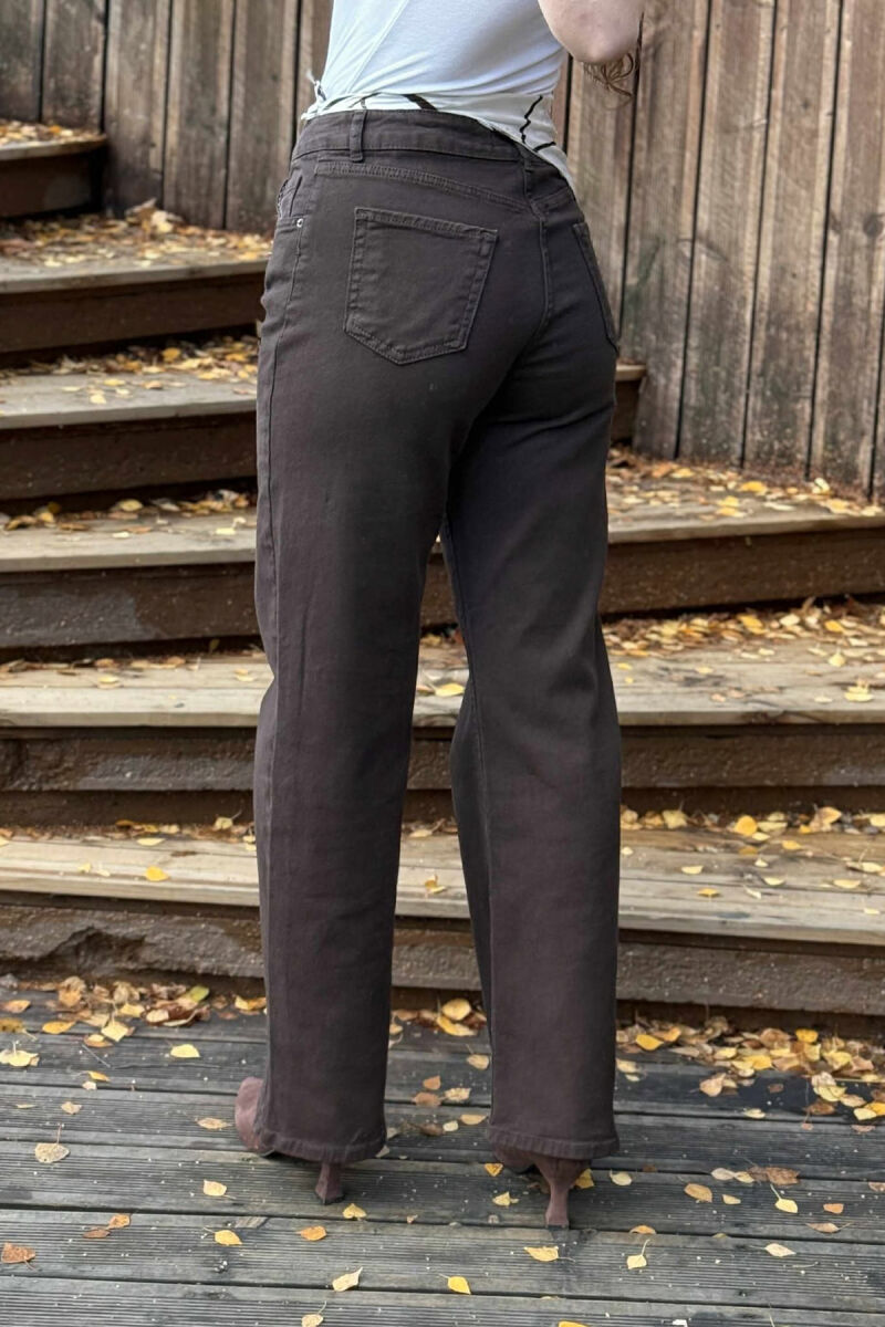 SCARF DETAIL ONE COLOR WOMEN JEANS DARK BROWN/KAE - 4