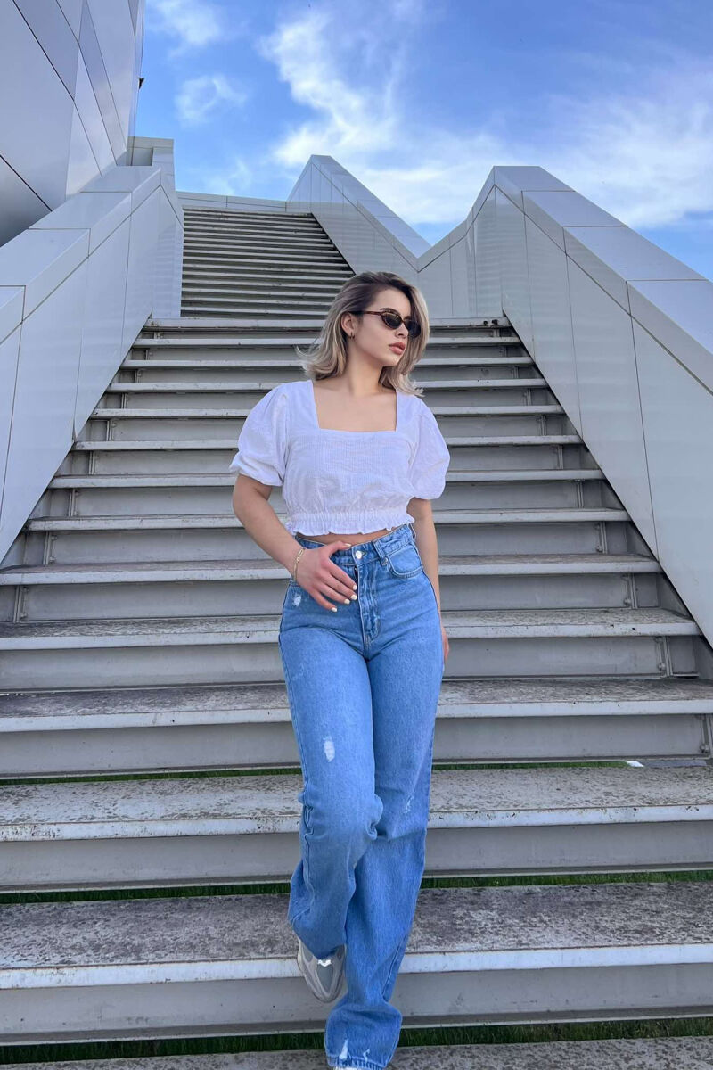 SCRATCHED ONE COLOR WOMEN JEANS BLUE/BLU - 2