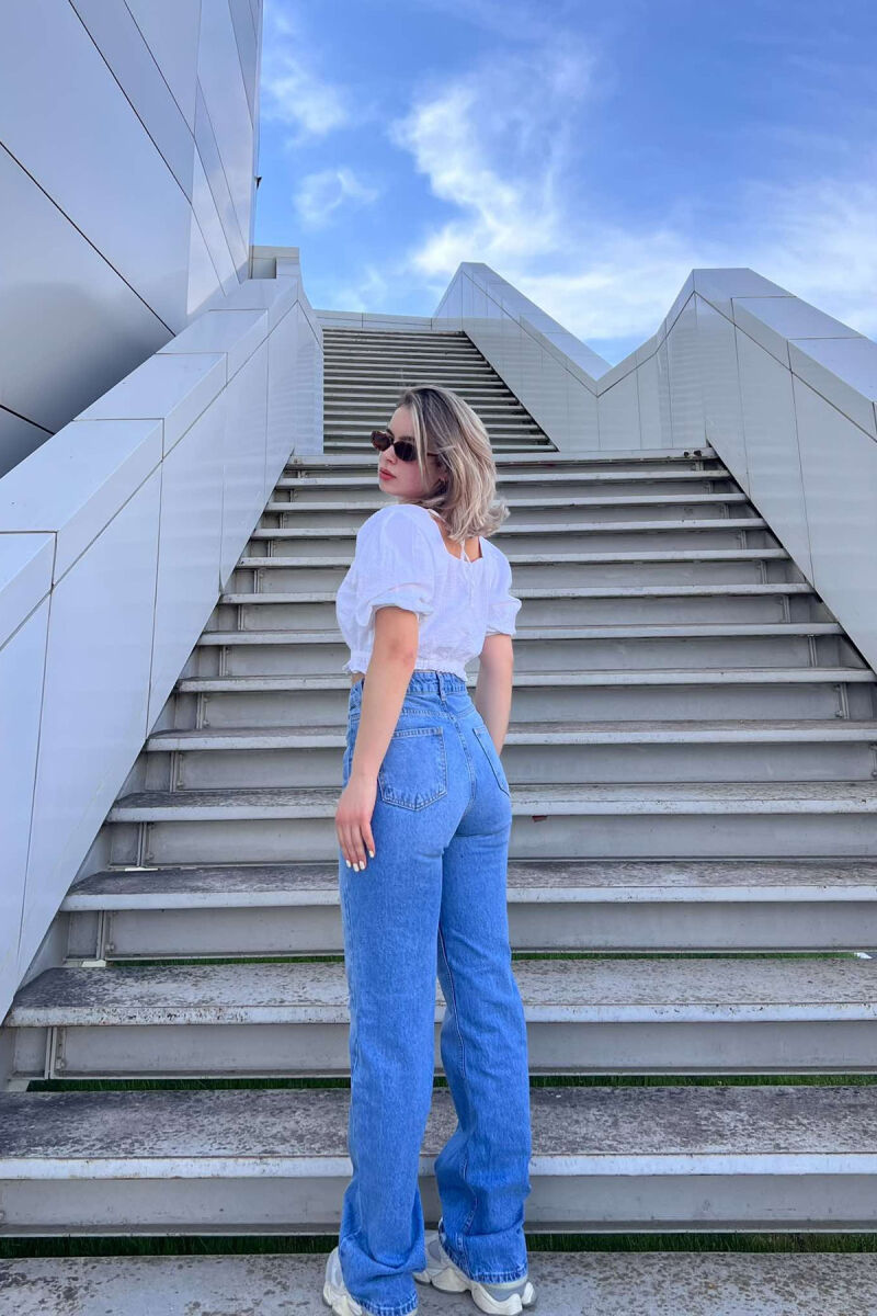 SCRATCHED ONE COLOR WOMEN JEANS BLUE/BLU - 3