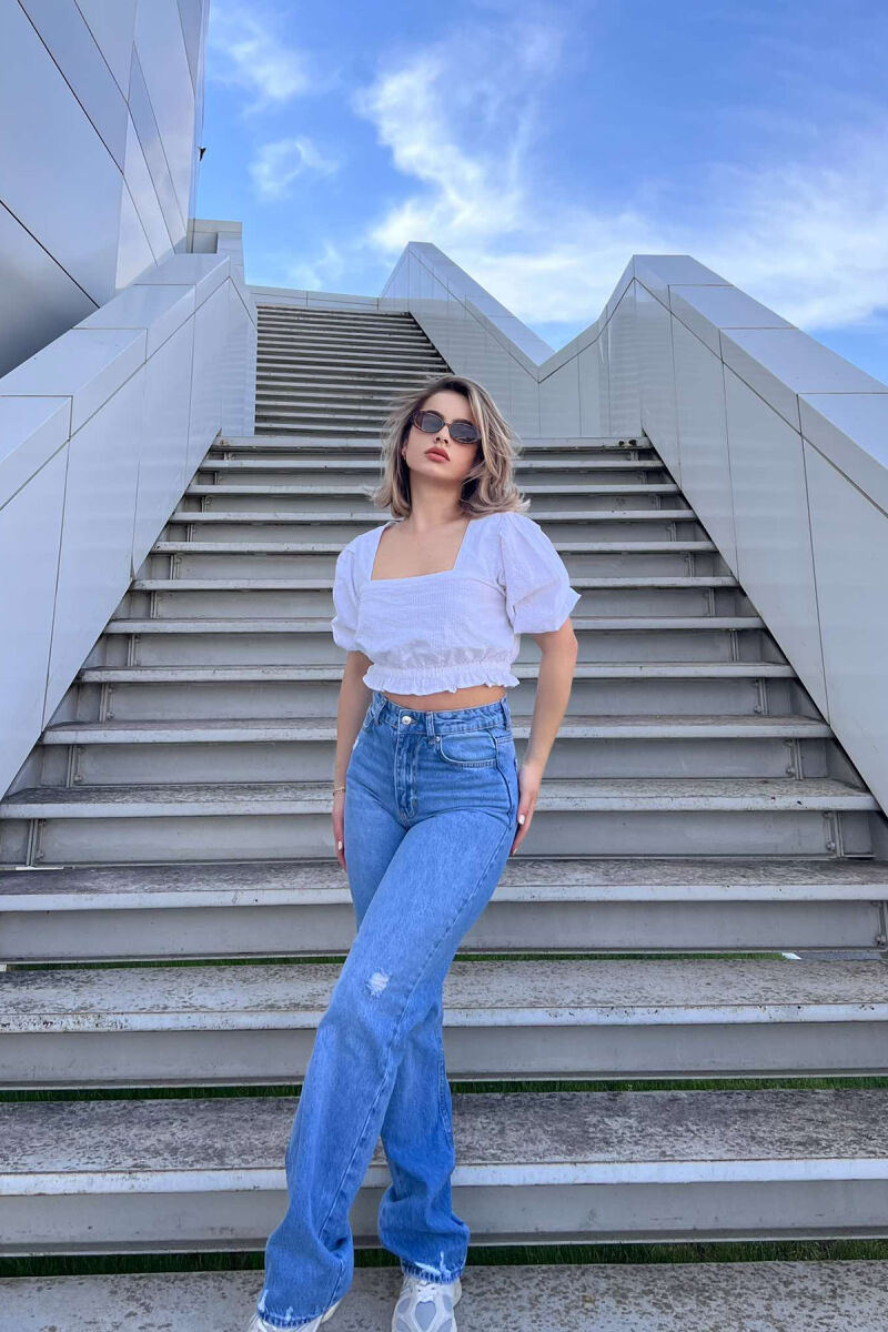 SCRATCHED ONE COLOR WOMEN JEANS BLUE/BLU - 4
