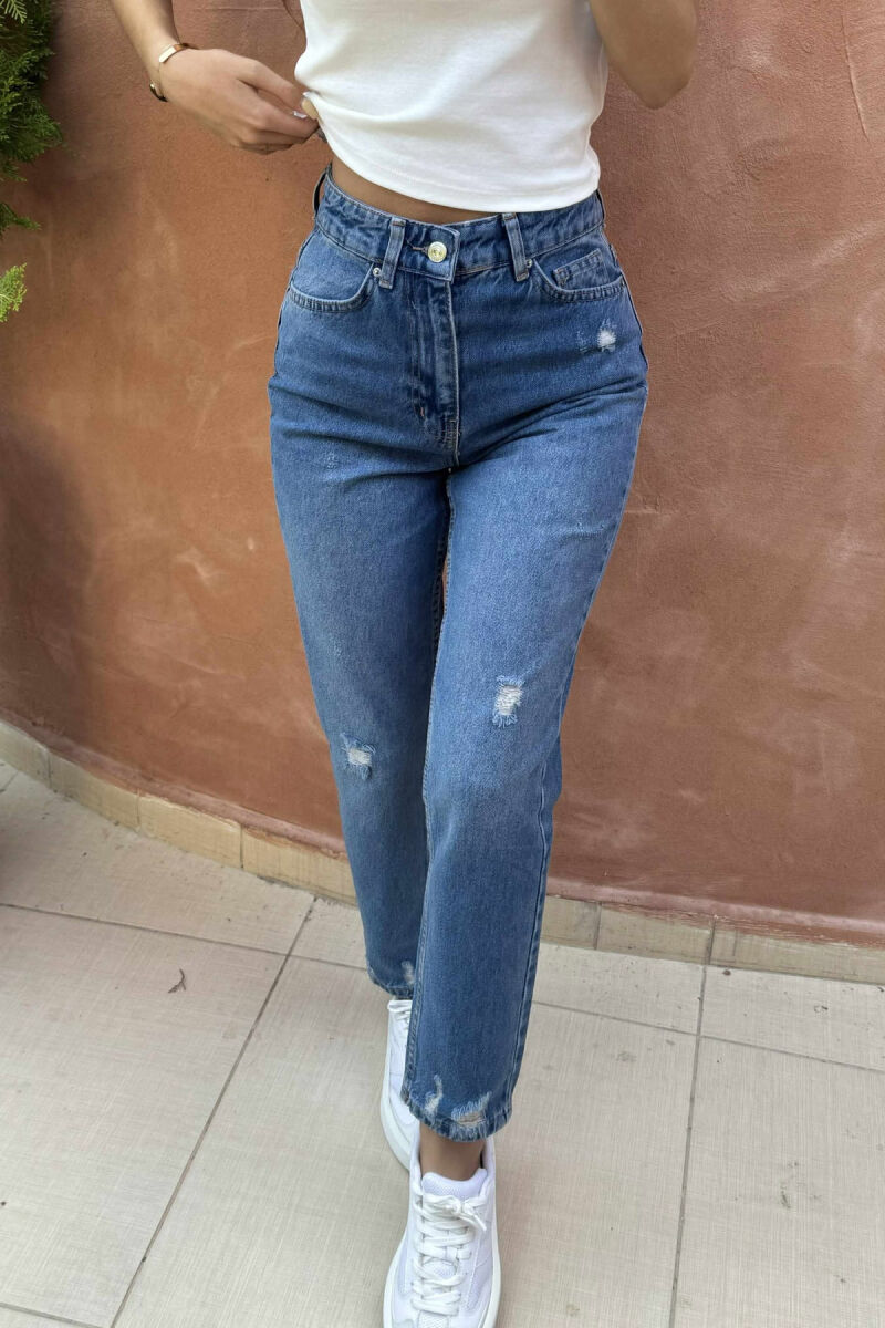SCRATCHED SIMPLE WOMEN JEANS BLUE/BLU - 3