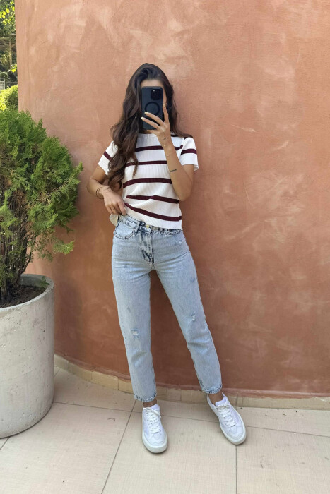 SCRATCHED SIMPLE WOMEN JEANS LIGHTBLUE/BZ 