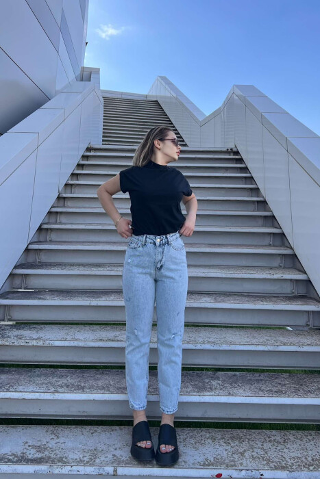 SCRATCHED SIMPLE WOMEN JEANS LIGHTBLUE/BZ - 4