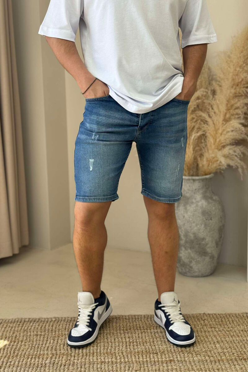SCRATCHES ONE COLOR MEN SHORT PANTS LIGHTBLUE/BZ - 1