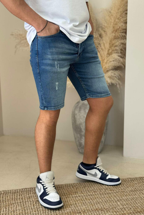 SCRATCHES ONE COLOR MEN SHORT PANTS LIGHTBLUE/BZ - 2