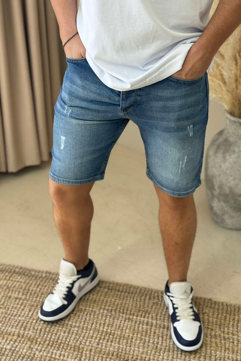 SCRATCHES ONE COLOR MEN SHORT PANTS LIGHTBLUE/BZ - 3