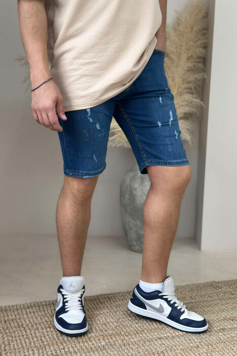 PANTALLONA NJË NGJYRËSHE ME GËRVISHTJE PËR MESHKUJ NË NGJYRËN BLU - KLAUDIO FASHION