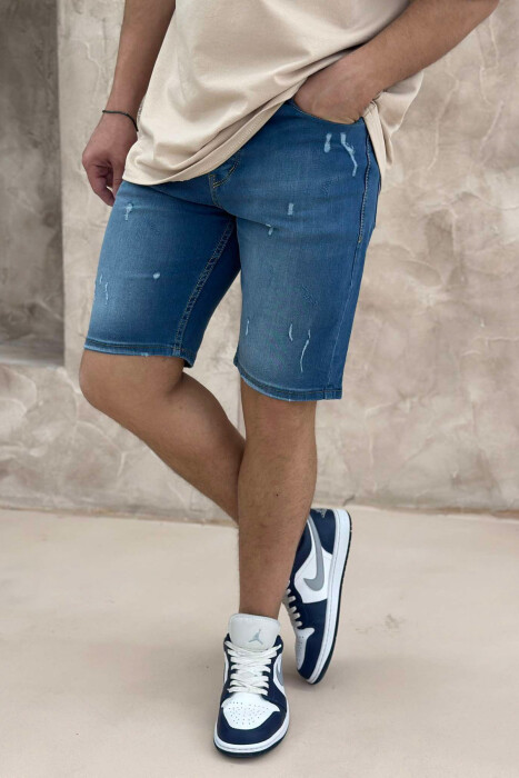 XHINSE TË SHKURTRA ME GËRVISHTJE PËR MESHKUJ NË NGJYRËN BLU - KLAUDIO FASHION