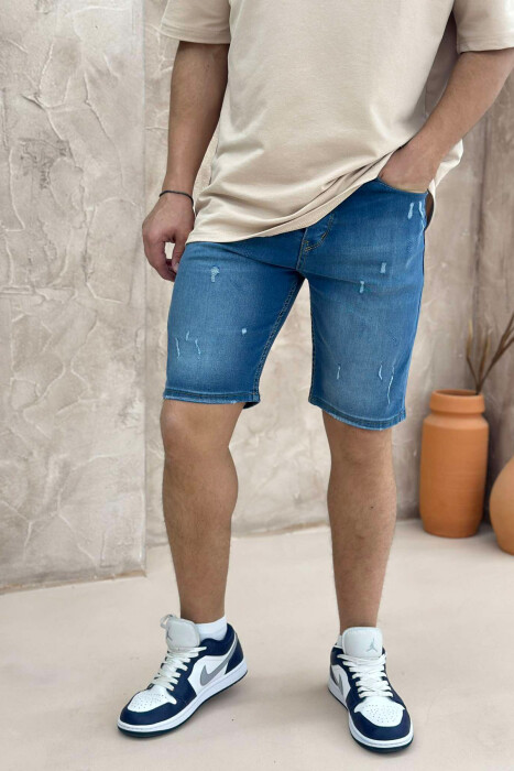 SCRATCHES ONE COLOR MEN SHORT PANTS BLUE/BLU - 3