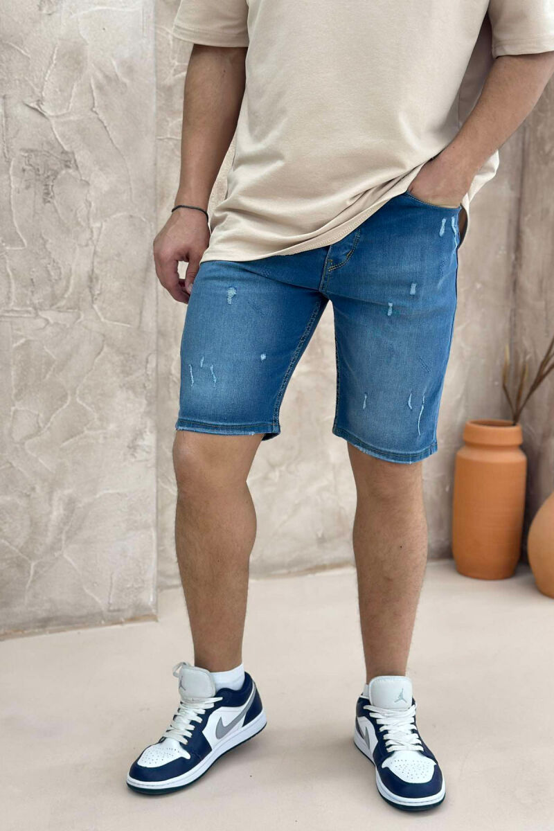 SCRATCHES ONE COLOR MEN SHORT PANTS BLUE/BLU - 3