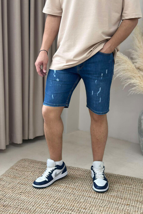 SCRATCHES ONE COLOR MEN SHORT PANTS BLUE/BLU - 3