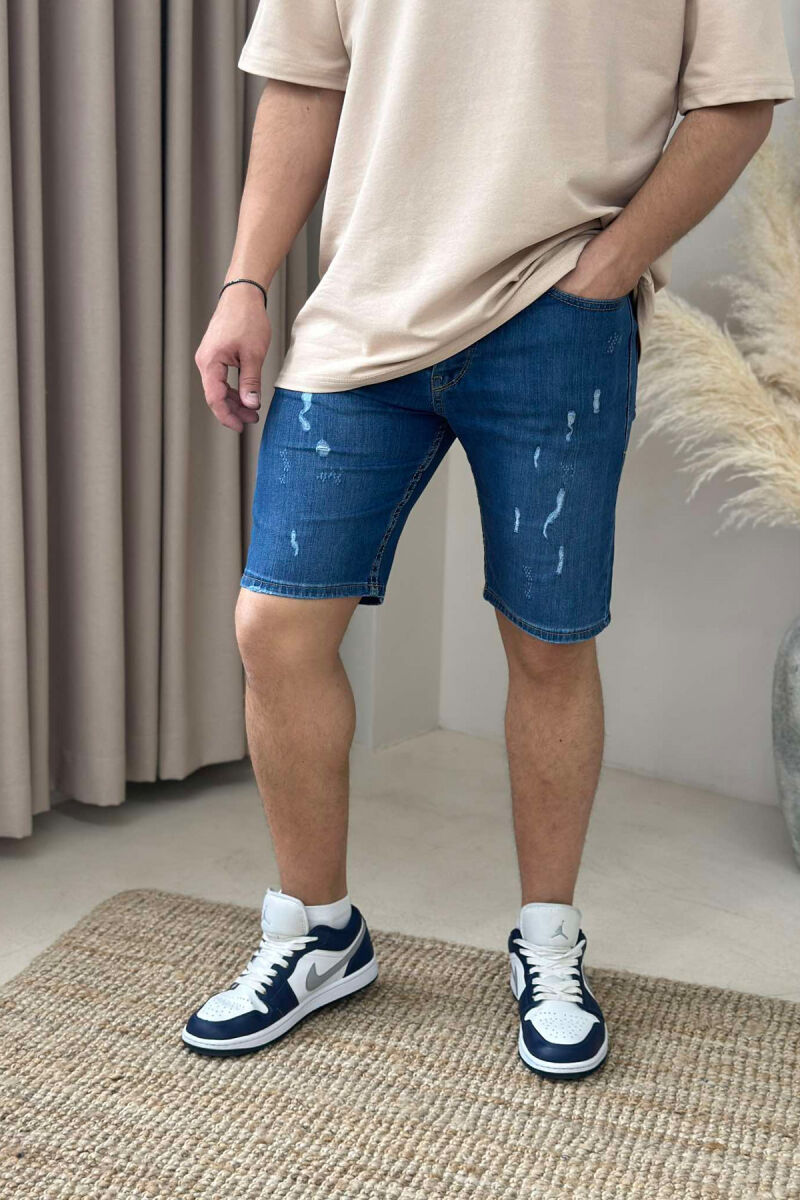 SCRATCHES ONE COLOR MEN SHORT PANTS BLUE/BLU - 3