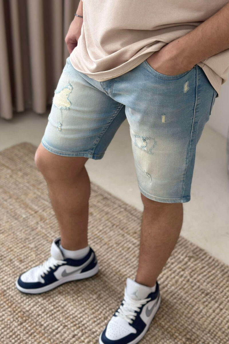 SCRATCHES ONE COLOR MEN SHORT PANTS LIGHTBLUE/BZ - 2