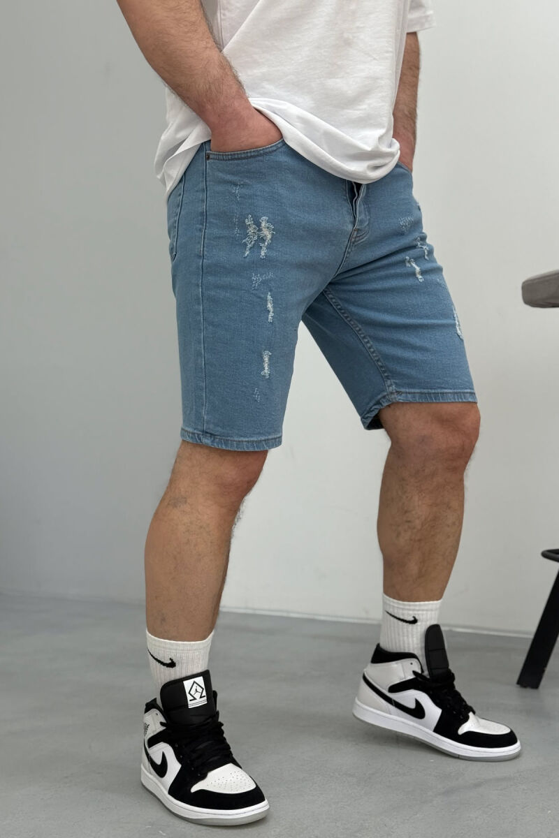 SCRATCHES ONE COLOR MEN SHORT PANTS LIGHTBLUE/BZ - 1