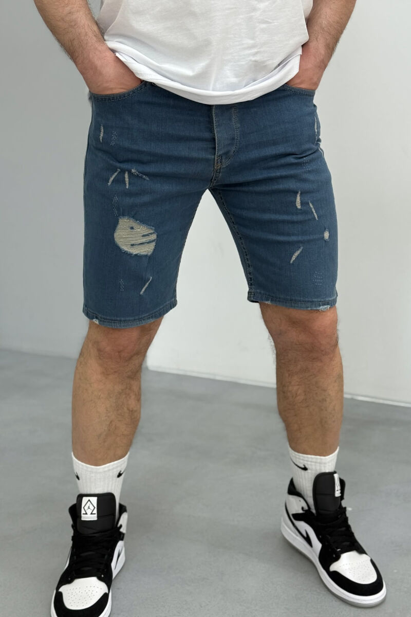 SCRATCHES ONE COLOR MEN SHORT PANTS LIGHTBLUE/BZ - 2