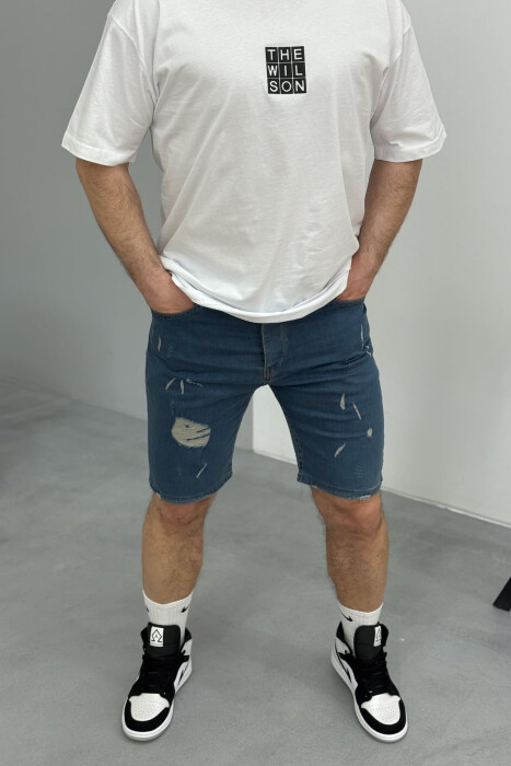 SCRATCHES ONE COLOR MEN SHORT PANTS LIGHTBLUE/BZ - 3