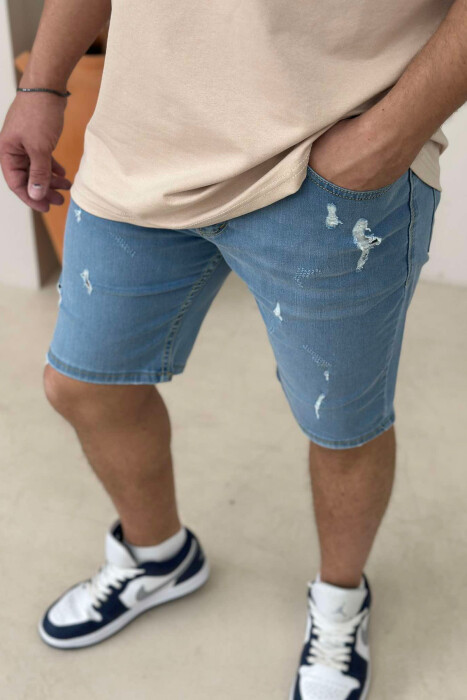 SCRATCHES ONE COLOR MEN SHORT PANTS LIGHTBLUE/BZ - 2