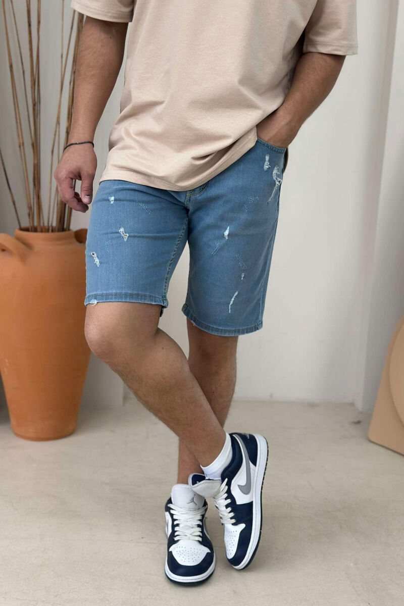 SCRATCHES ONE COLOR MEN SHORT PANTS LIGHTBLUE/BZ - 3