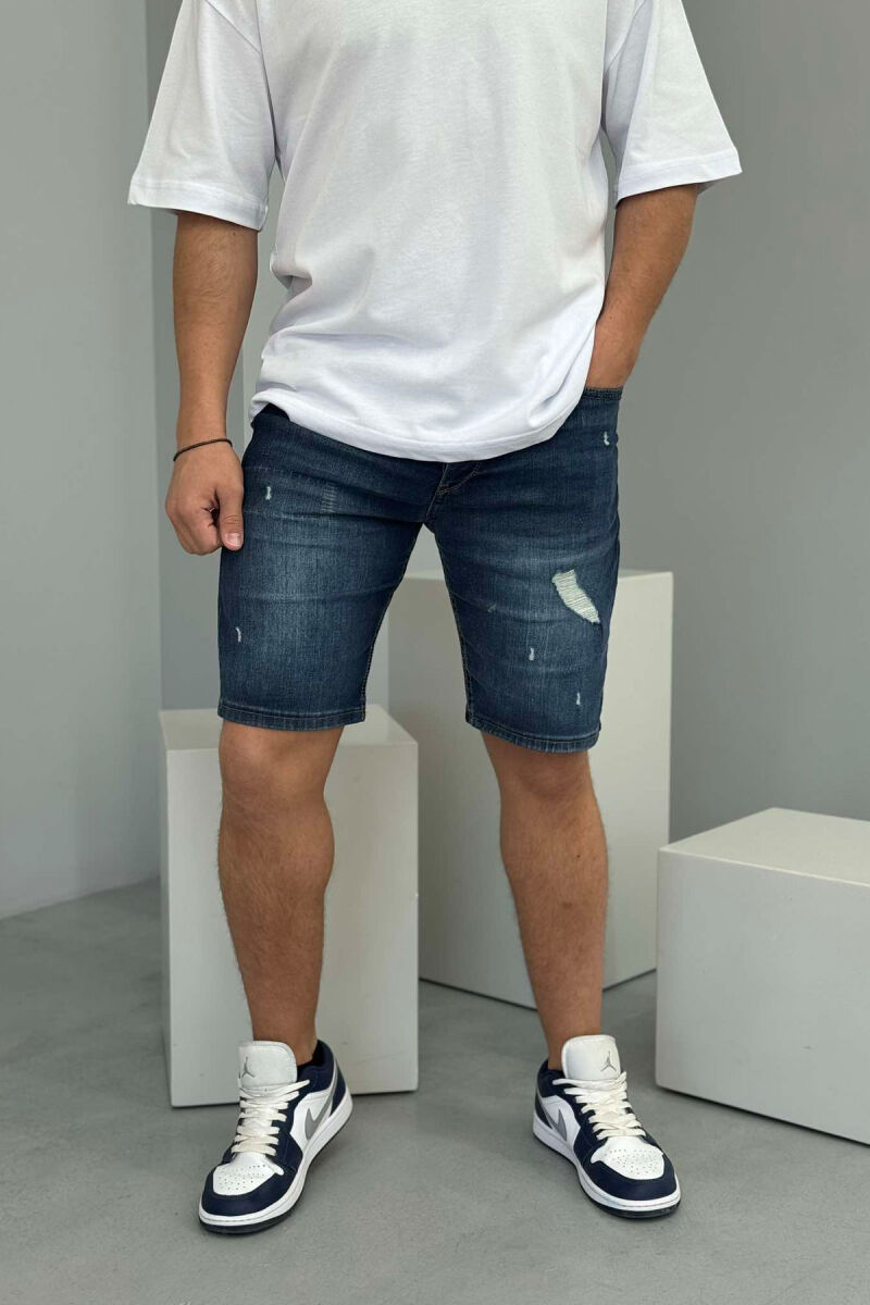 SCRATCHES ONE COLOR SIMPLE MEN SHORT PANTS BLUE/BLU - 1