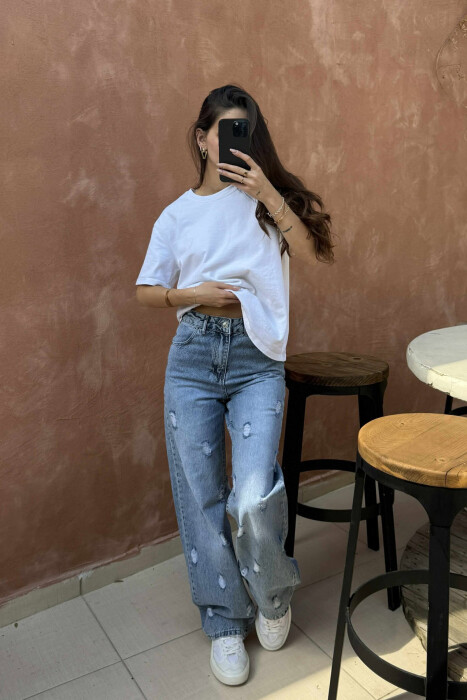 SCRATCHES ONE COLOR WOMEN JEANS LIGHTBLUE/BZ - 