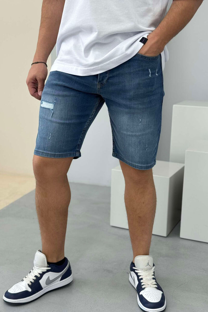 SCRATCHES SEMI ELASTIC MEN SHORT PANTS BLUE/BLU - 1