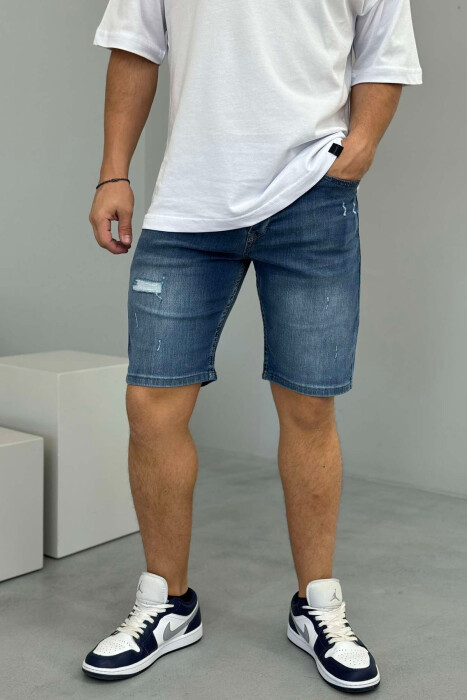 SCRATCHES SEMI ELASTIC MEN SHORT PANTS BLUE/BLU - 2