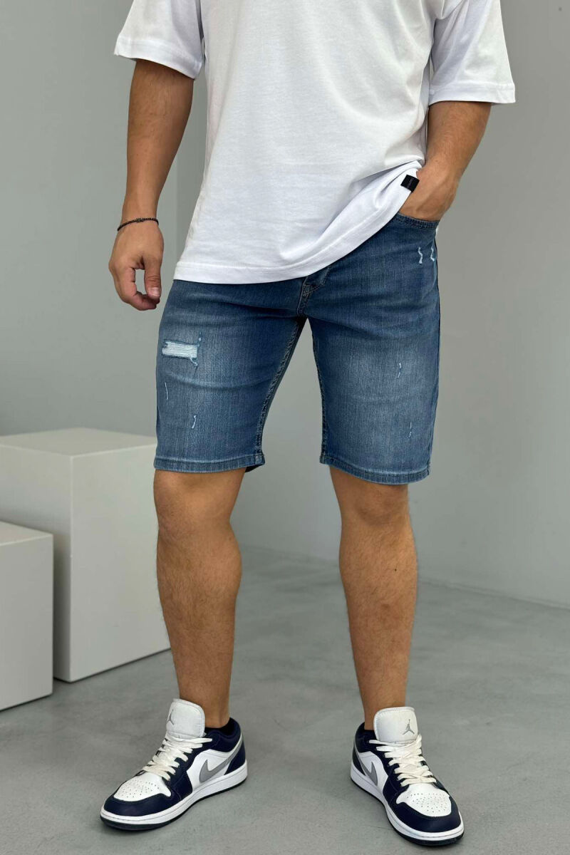 SCRATCHES SEMI ELASTIC MEN SHORT PANTS BLUE/BLU - 2