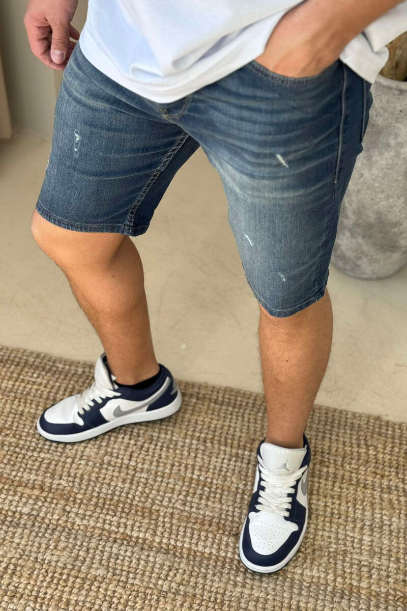 SCRATCHES SEMI ELASTIC MEN SHORT PANTS BLUE/BLU - 1