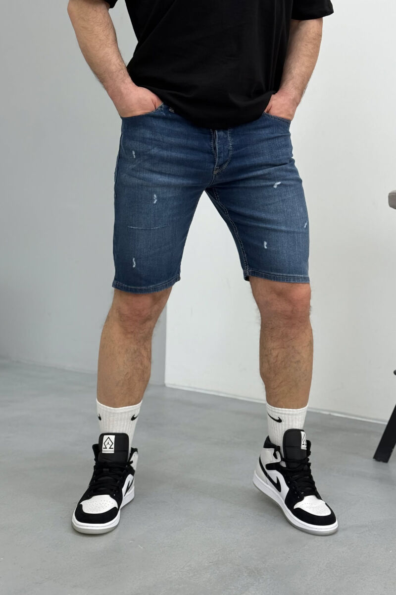 SCRATCHES SEMI ELASTIC MEN SHORT PANTS BLUE/BLU - 1
