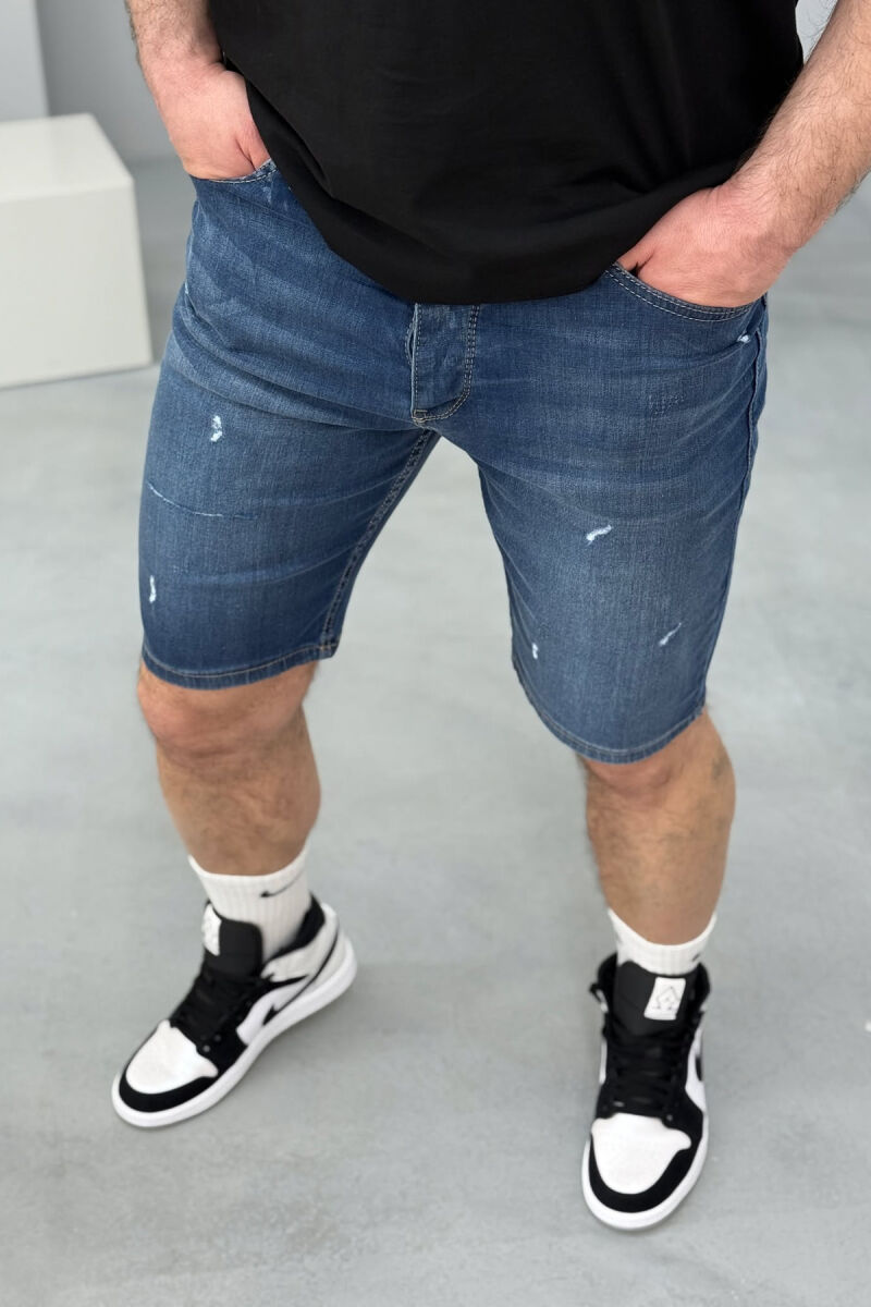 SCRATCHES SEMI ELASTIC MEN SHORT PANTS BLUE/BLU - 2