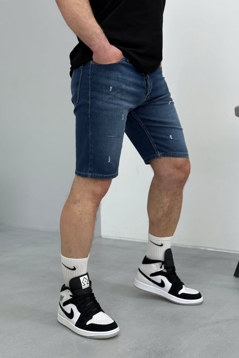 SCRATCHES SEMI ELASTIC MEN SHORT PANTS BLUE/BLU - 3